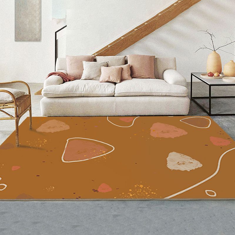 Orange Color Piece Rug Nordic Polyester Area Rug Washable Rug for Living Room