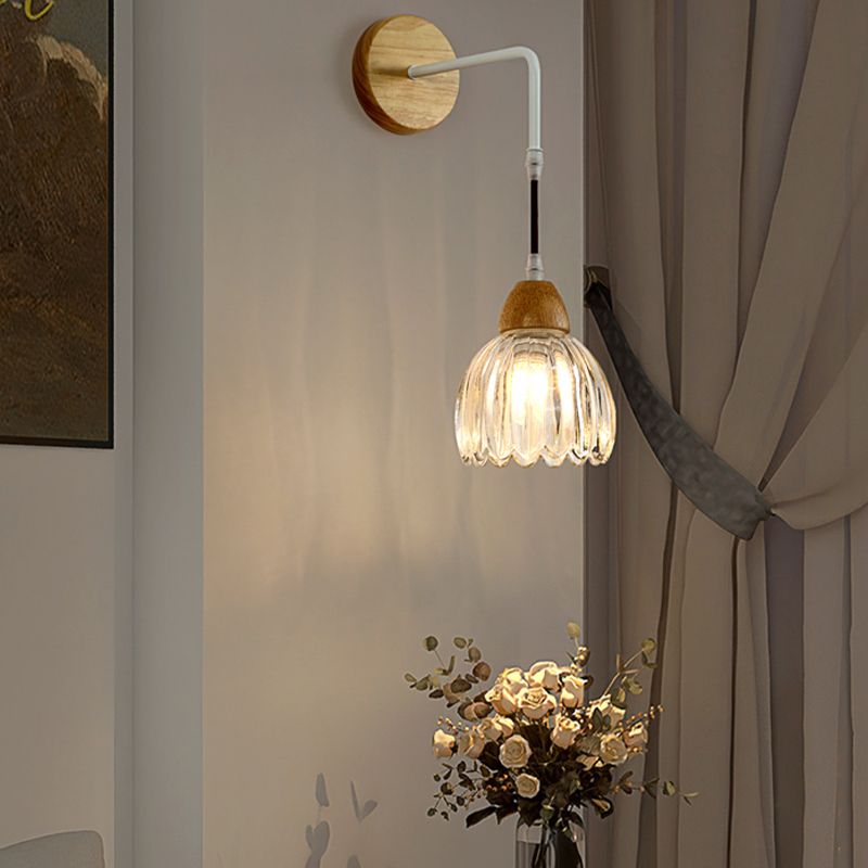 Japanese Style Wall Light Geometry Shape Wall Lamp with Glass Shade for Living Room