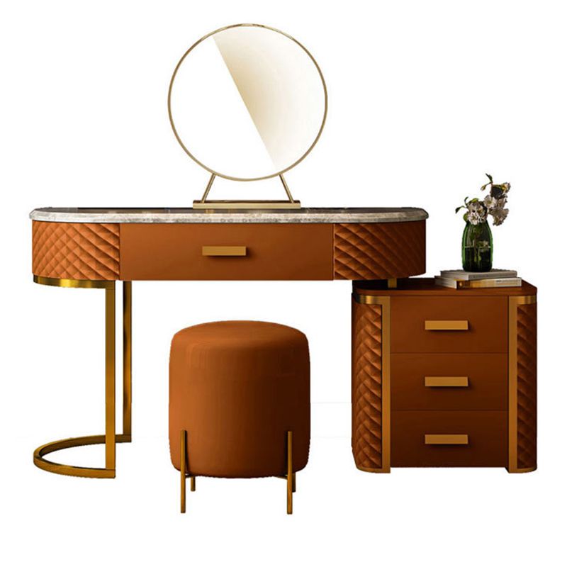 Orange Vanity Set with 5 Storage Drawers 15.74" Wide Make-up Vanity