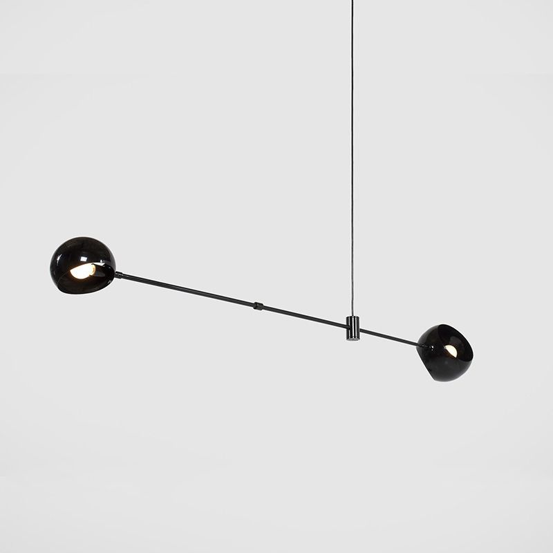 Modernist Dome Chandelier Lighting Metal Dining Room Hanging Ceiling Light in Black