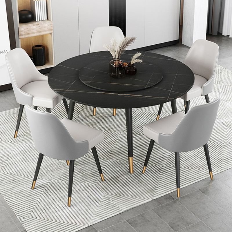 Round Metal 4 Legs Dining Table Black Frame Traditional Luxury Dining Table