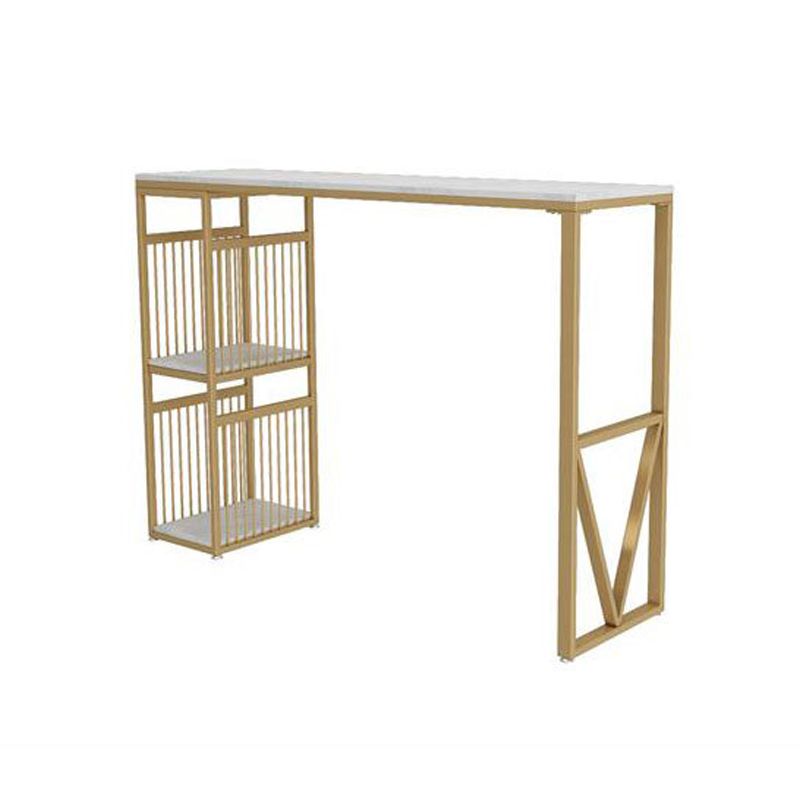 Glam1/3 Pieces Bar Table Set Rectangle Marble Counter Table with High Stools