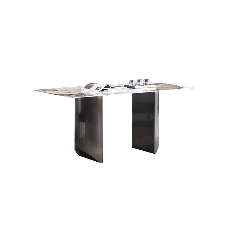 Stone Dining Table Contemporary Double Pedestal Dining Table