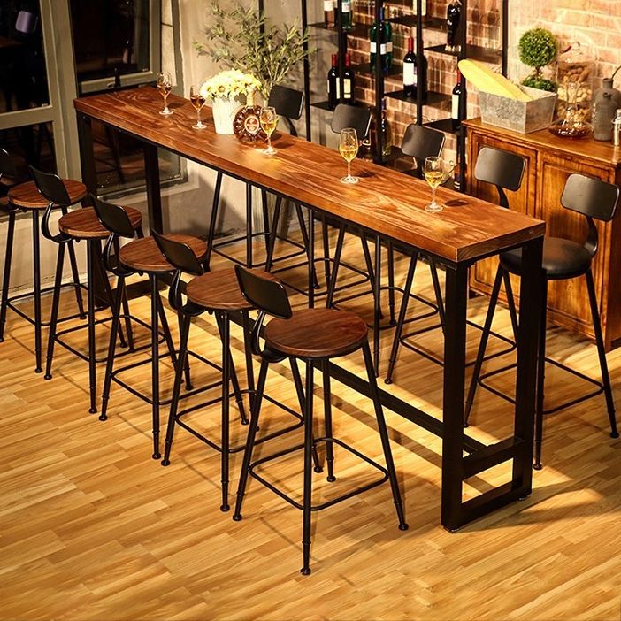 Industrial 1/4/6/11 Pieces Bar Table Set Rectangle Pine Wood Counter Table with Stools