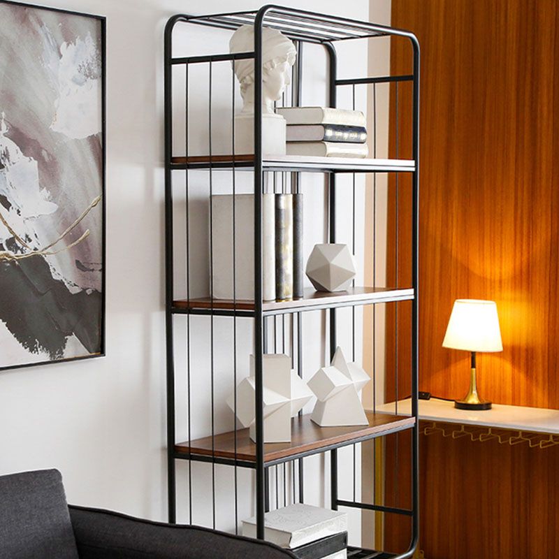 12" W Metal Frame Bookshelf Modern Black / Gold Open Storage Bookcase