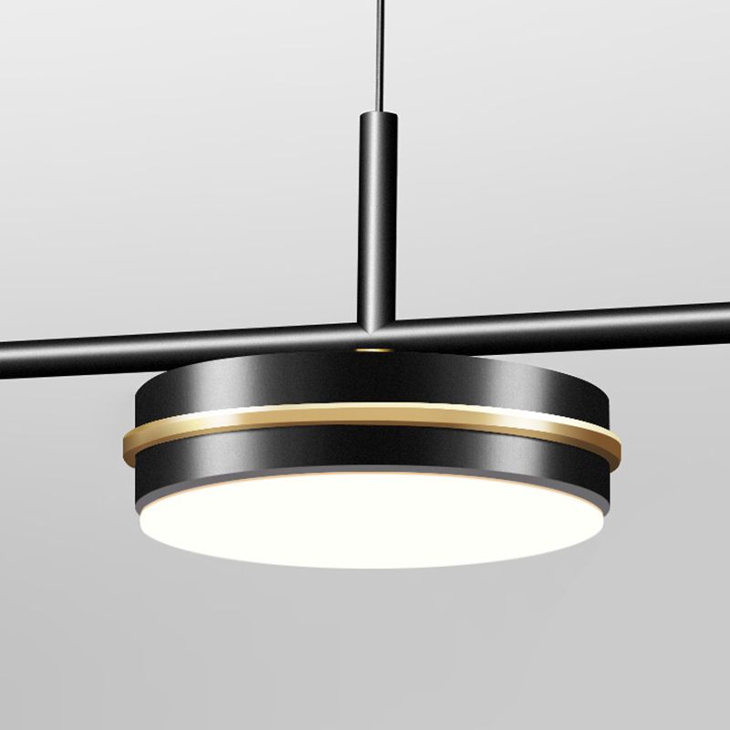 4 lichte lineaire hanglampverlichting Moderne keukeneilandverlichting metalen eiland hanglampen in zwart