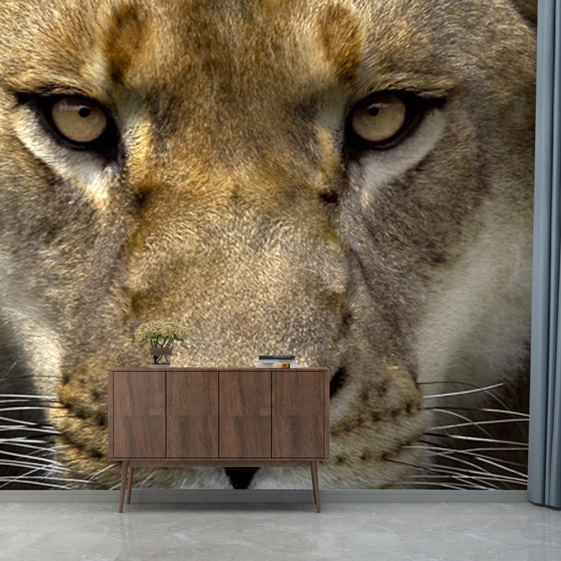 Photography Lion Head Mural Decal Huge Wall Covering for Living Room, Custom Made