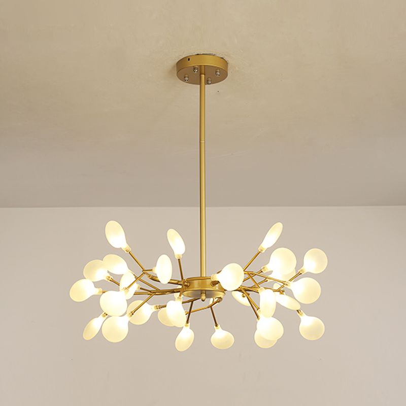 Stylish Firefly Pendant Light Fixture Minimalist Metal Bedroom Chandelier in Gold