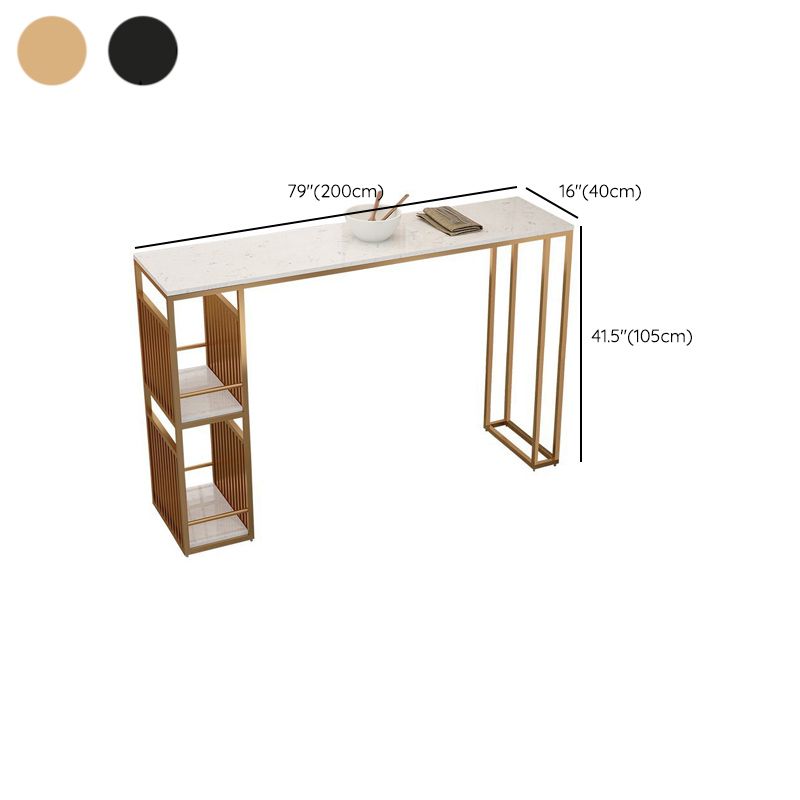 Glam Faux Marble Bar Counter Table Rectangle Bar Counter Table with Metal Legs