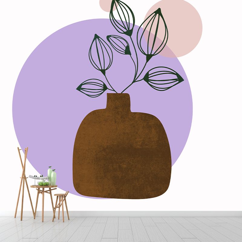 Tropical Plant Illustration Mural Mildew Resistant Wallpaper Sleeping Room Wall Mural