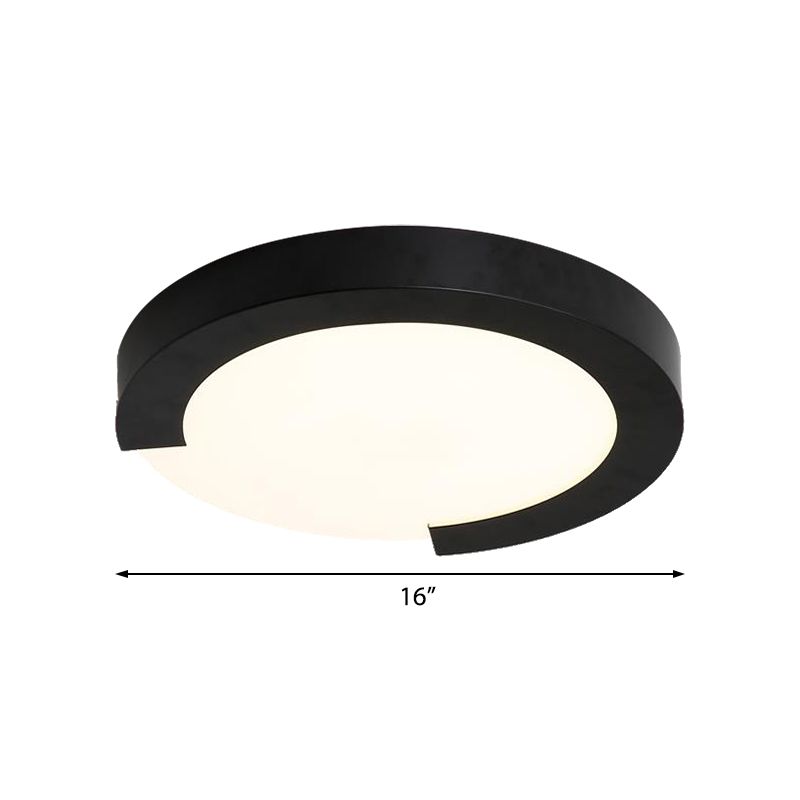 16"/20" Round Flush Mount Ceiling Lights Macaron Acrylic Metal Arc Flush Mount in Black/White/Pink