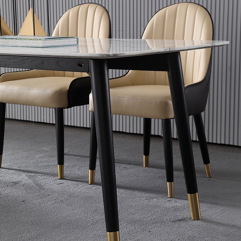 Modern Rectangle Sintered Stone Table Set 1/2/4/5/7 Pieces Dining Set