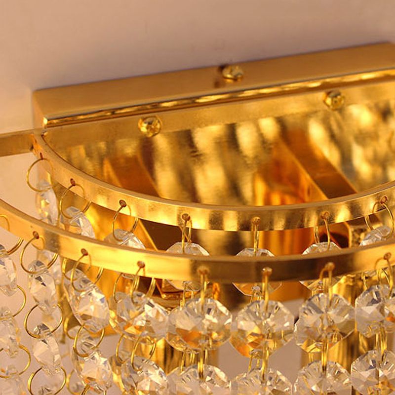 2-Light Unique Shape Wall Light Fixture Modern Crystal Wall Mounted Lighting