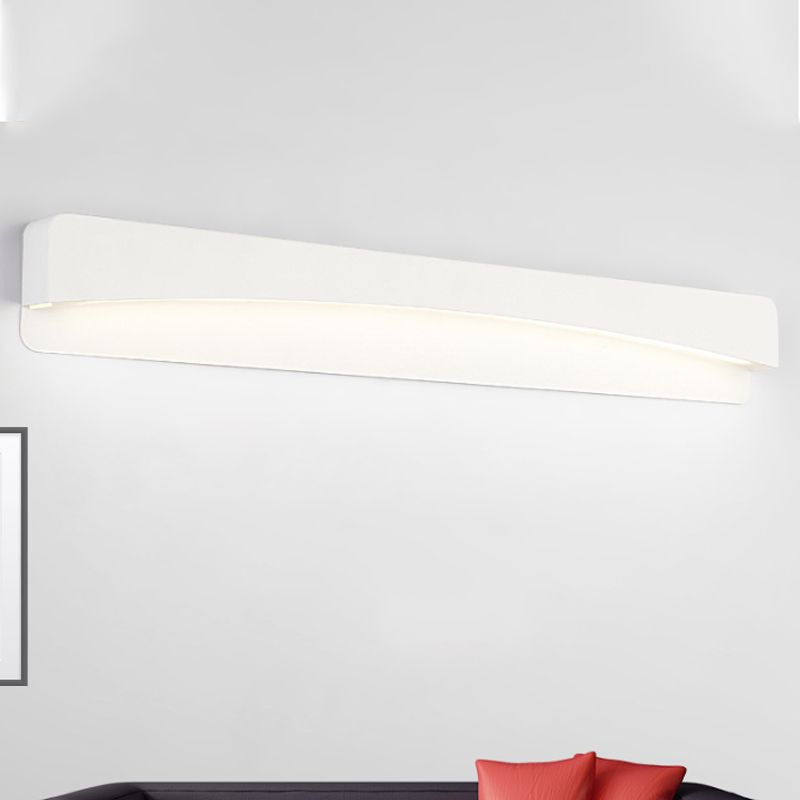 White Rectangular Wall Mounted Lighting Minimalist Style 16.5"/20.5" Dia LED Metal and Acrylic Sconce Lamp