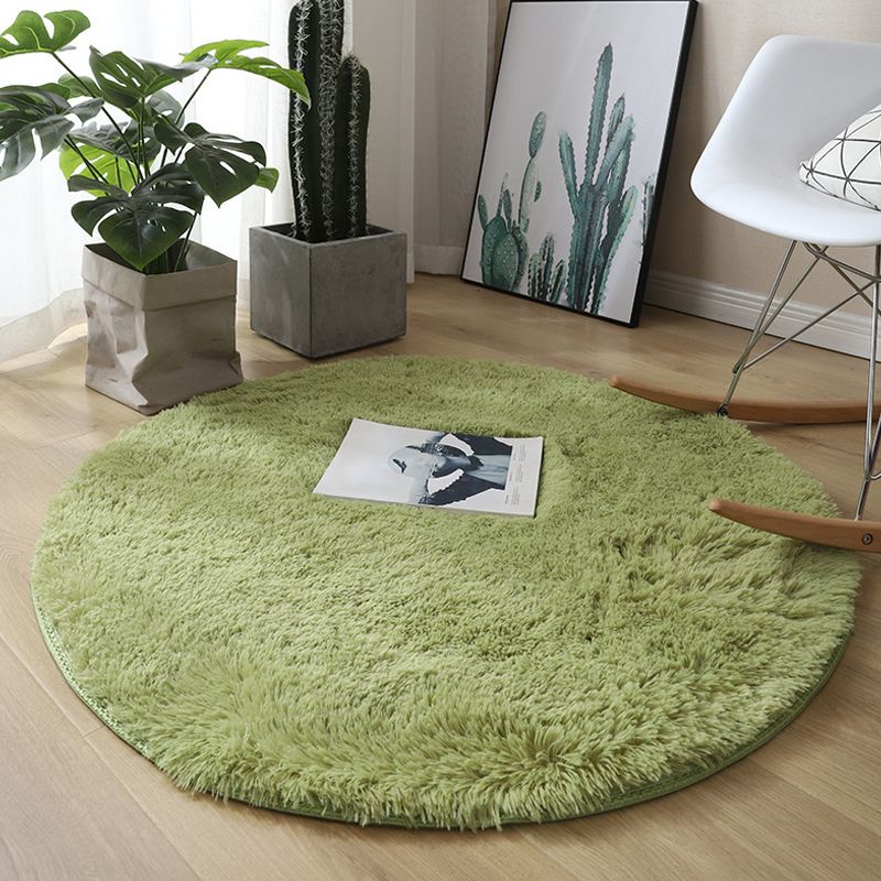 Minimalist Area Rug Solid Color Bedroom Carpet Shag Round Polyster Indoor Rug