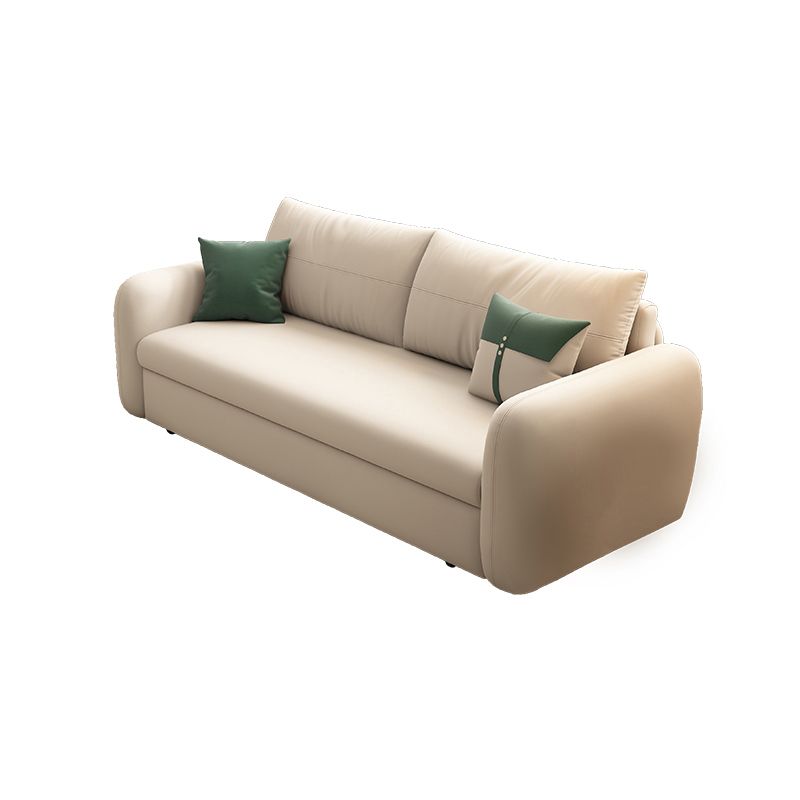 Modern Sofa Bed in Beige 32.5" Wide Microfiber Sofa Bed with Pillow Back