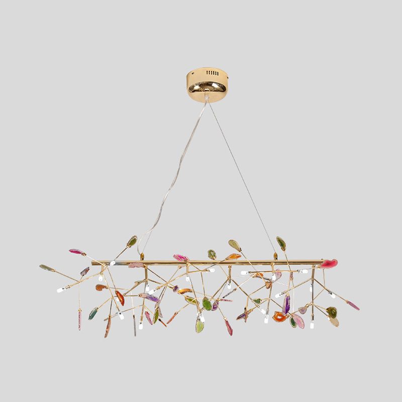 Blattprogramm Anhänger Kronleuchter Moderne LED Gold Hanging Leuchte für Wohnzimmer