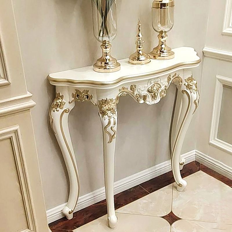Victorian Hall 4 Legs Solid Wood Half Moon Console Accent Table