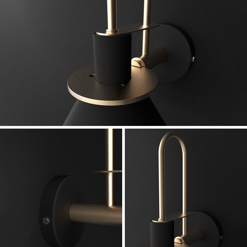 5-Color Optional Conical Metal Shade Wall Lamp Nordic Style Macaroon Single Bulb Bedroom Lighting Fixture