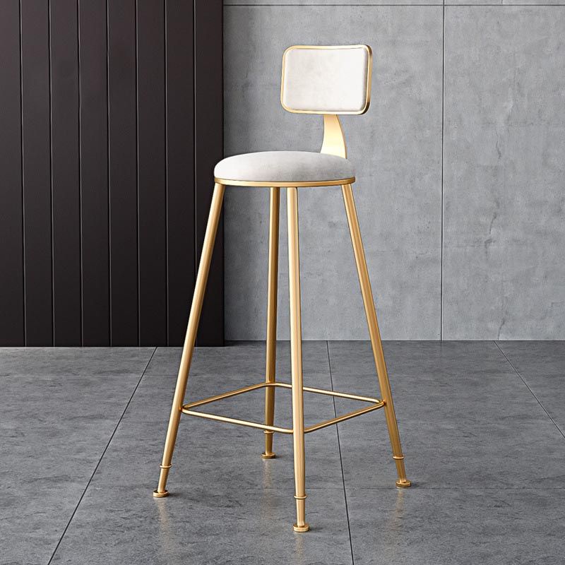 Glam Metal Barstool Velvet Gold Furniture in Matte Finish for Indoor
