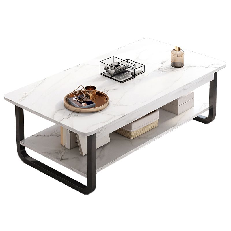 4 Legs Storage Coffee Table Set Modern Wood Rectangle Coffee Table