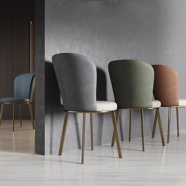 Silla de comedor de cuero Glam, sillas de comedor de metal sin brazos para uso doméstico