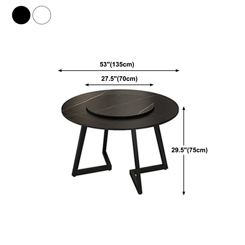 Round Double Pedestal Table Simplicity Style Dining Site Table with Turntable