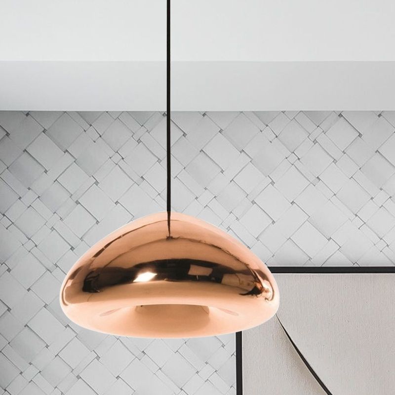 7"/12"W Recessed Shape Pendant Lighting Post-Modern Glass 1 Light Sliver/Gold/Rose Gold Hanging Light