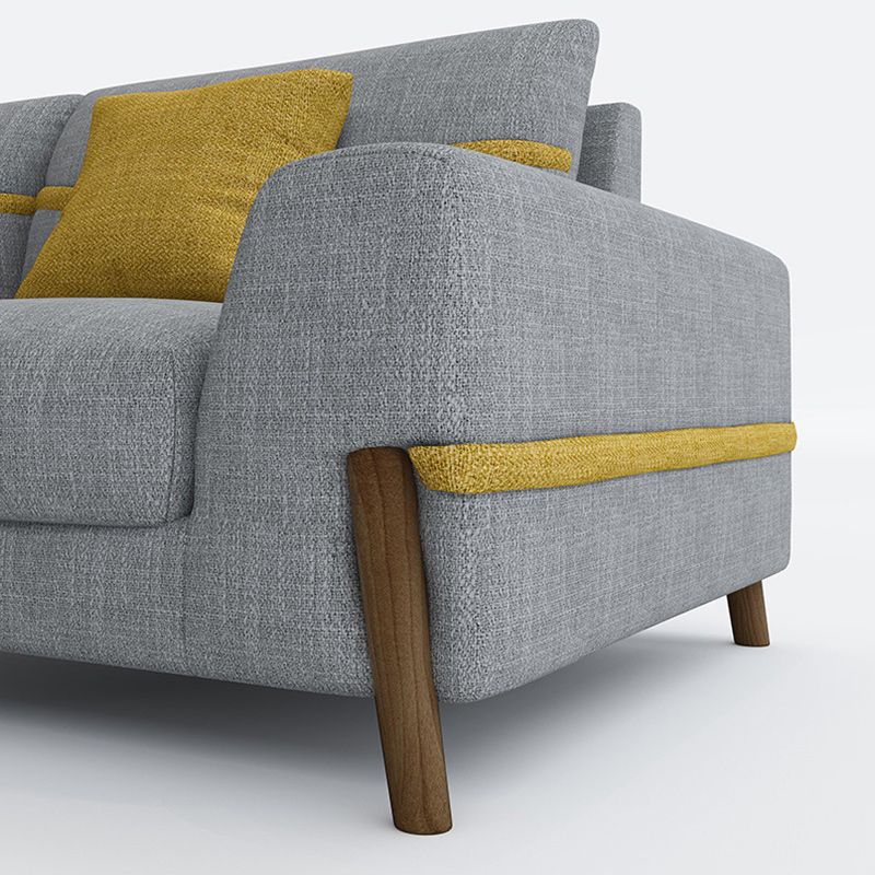 Fabric Sectional Pillow Back and Square Arms Sectional Sofa for 4 People