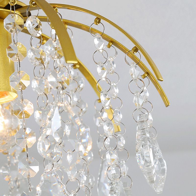 Contemporary Teardrop-Like Flush Light Fixture Crystal 1 Light Flush Mount Lighting