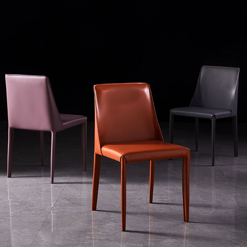 Chaises de salle à manger sans bras moderne chaise en cuir multicolore