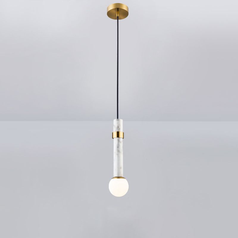 Marble Cylindrical Shade Suspension Light Simplicity Single Pendant Light Fixture