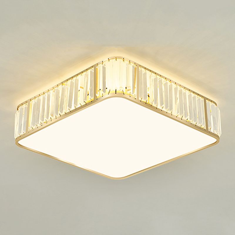 3/4-Light Golden/Black Flush Mount Lighting Crystal LED Ceiling Light for Bedroom