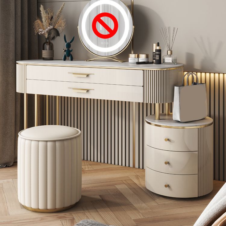 Stone Top Makeup Vanity Metal and Engineered Wood Dressing Table