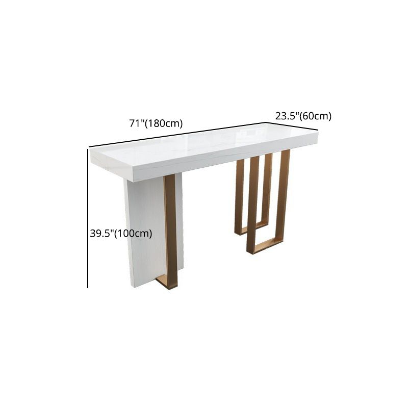 Rectangle Bar Table Contemporary Bar Dining Table with 4 Gold Legs