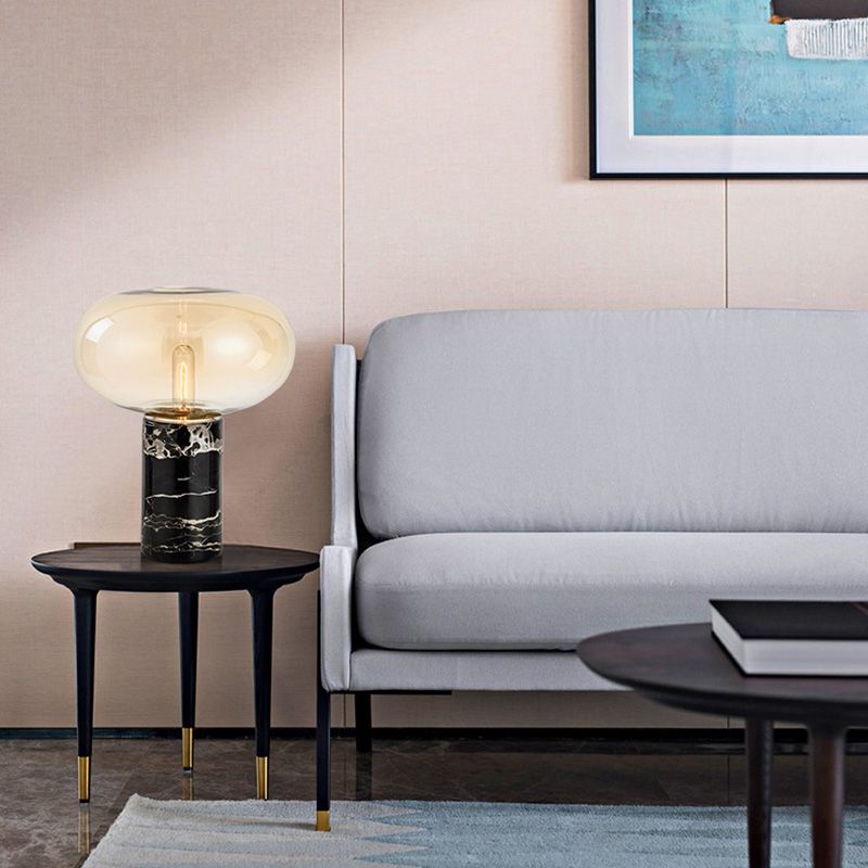 Ultra-modern Simplicity Oval Table Lamp Glass Nightstand Lamp for Bedroom