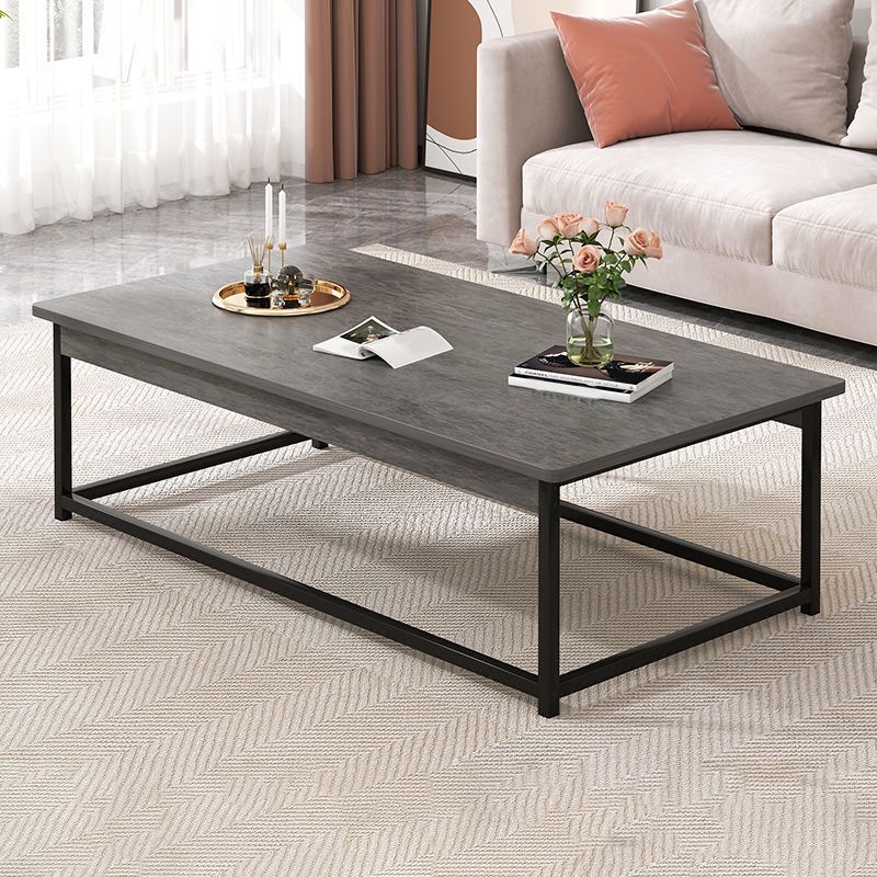 Coffee Table with Rectangular Black/gold Metal Base on 4 Legs Base