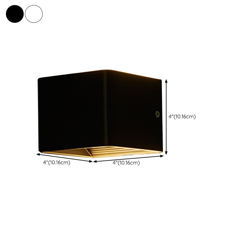 Square Wall Light Fixture Modern Metal 1 Light in Black/White