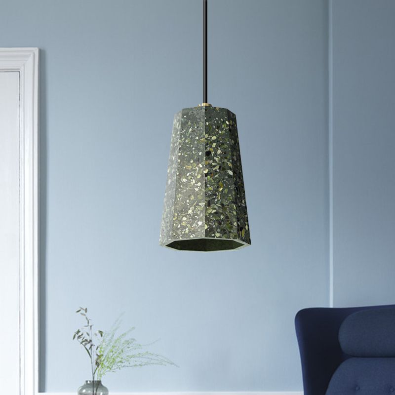 Polygon Restaurant Plafond Pendant Light Terrazzo 1 Head Nordic Hanging Lamp Kit en noir / rouge / vert