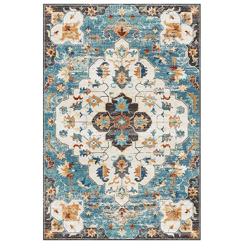 Tone rouge élégant Tone vintage Polyester Modèle marocain Rapis d'intérieur Rapis de support sans glissement pour le salon