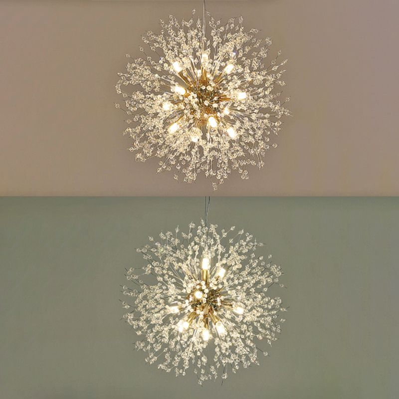 Modern Chandelier Light Fixtures Dandelion Suspension Pendant Lamps with Crystal Beads
