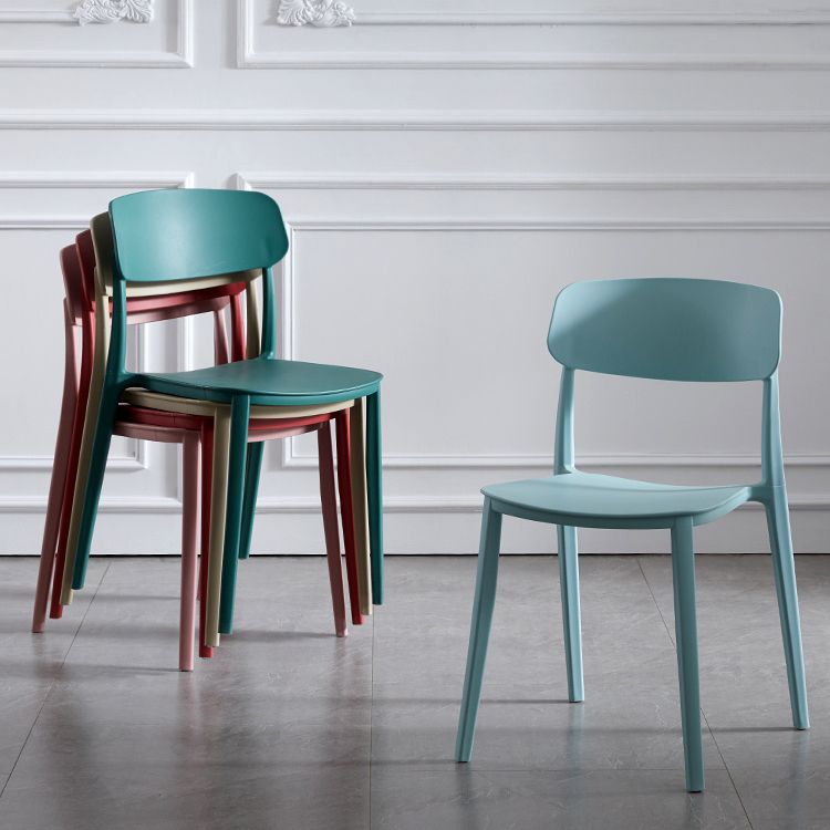 Stackable Armless Dining Chairs Plastic Open Back Dining Side Chair (Set of 4)