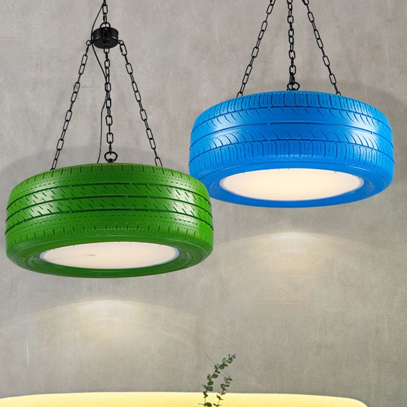 Creative Industrial Hanging Light Car Tire Rubber Chandelier with Hanging Chain for Bar