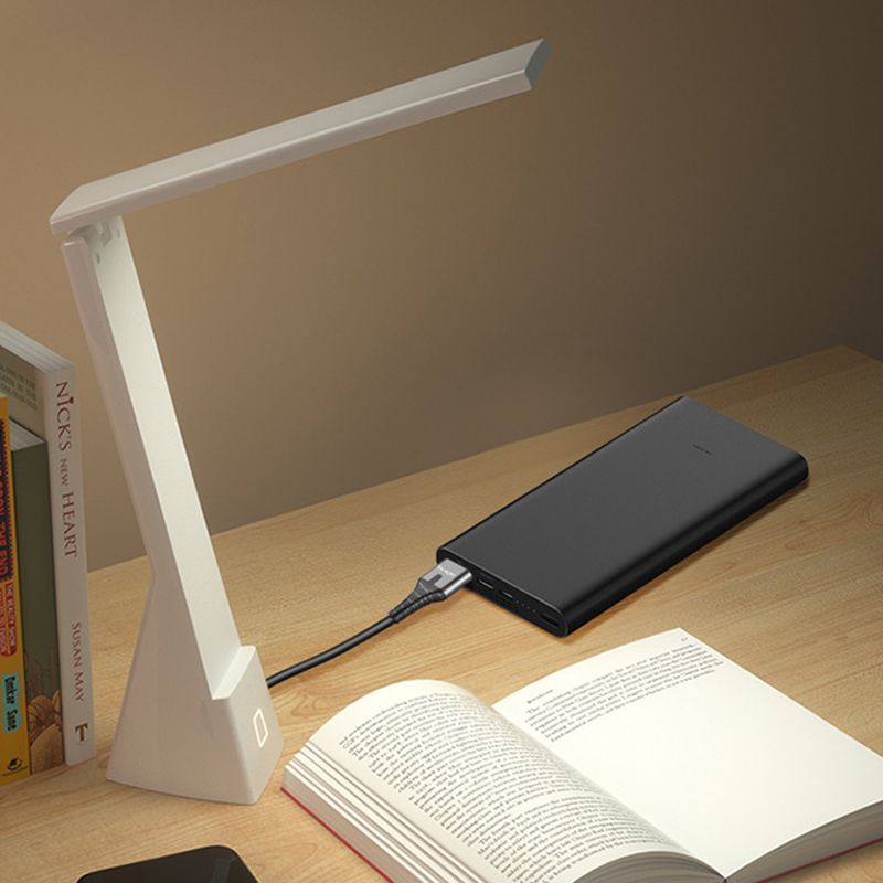 USB Table Lamp with Touch Control, Task Plastic Folding Table Light for Bedroom