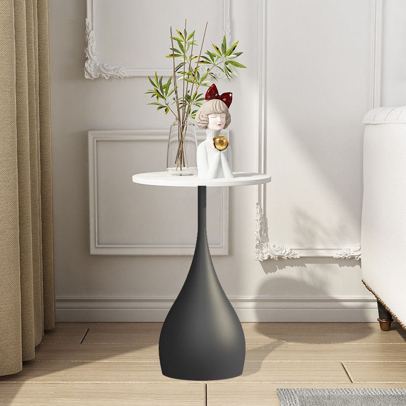 Round Side Table with Metal Pedestal Modernism Tray Top Side Table