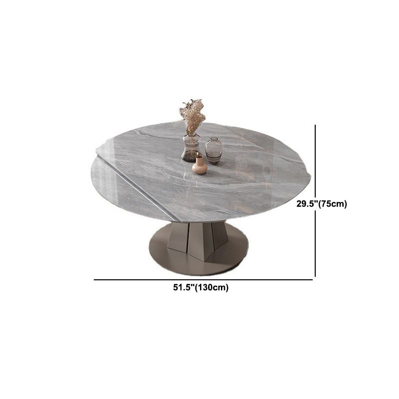 Stone Top Dining Table Modern Round Dining Table with Pedestal Base in Grey