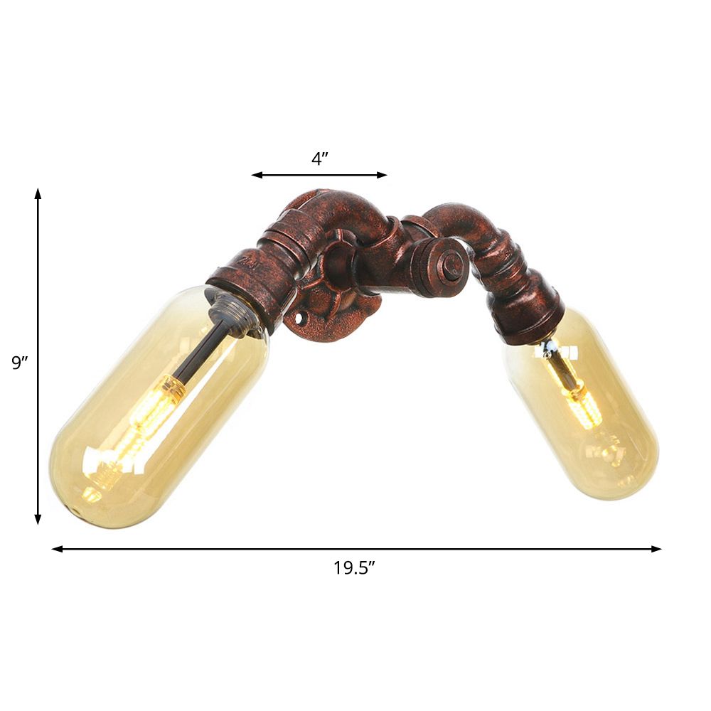 2 lichten metalen led sconce verlichting vintage verweerde koperen pijp woonkamer wandmontage lamp