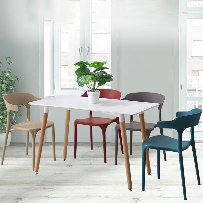 Sillas apilables de estilo moderno, silla con respaldo abierto sin brazos y patas de plástico para cocina