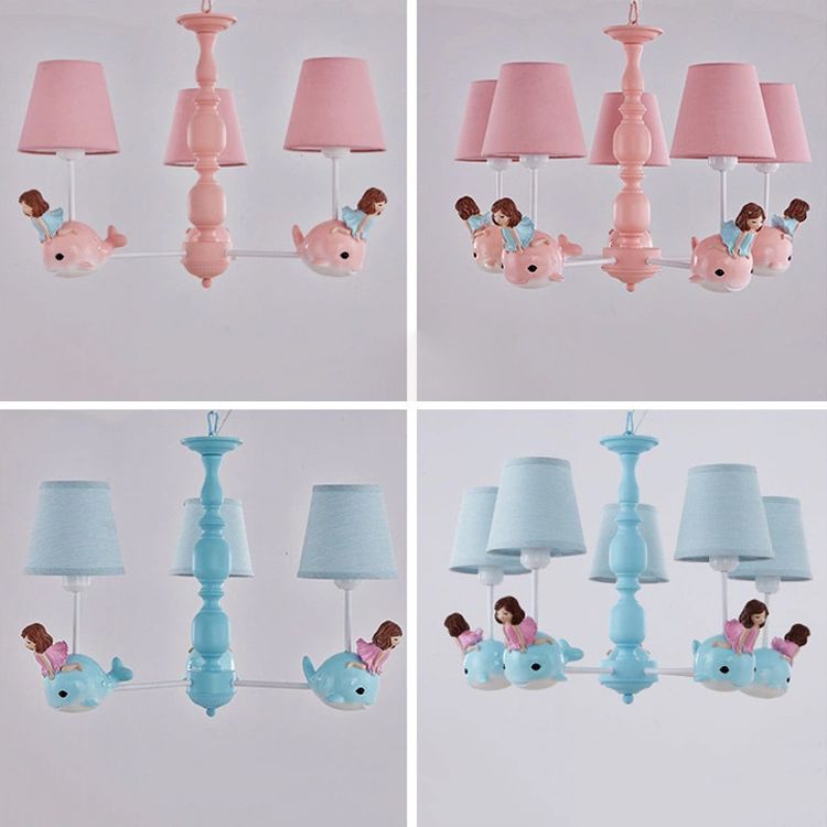 Multi Head Chandelier Light Nordic Macron Fabric Hanging Pendant for Living Room