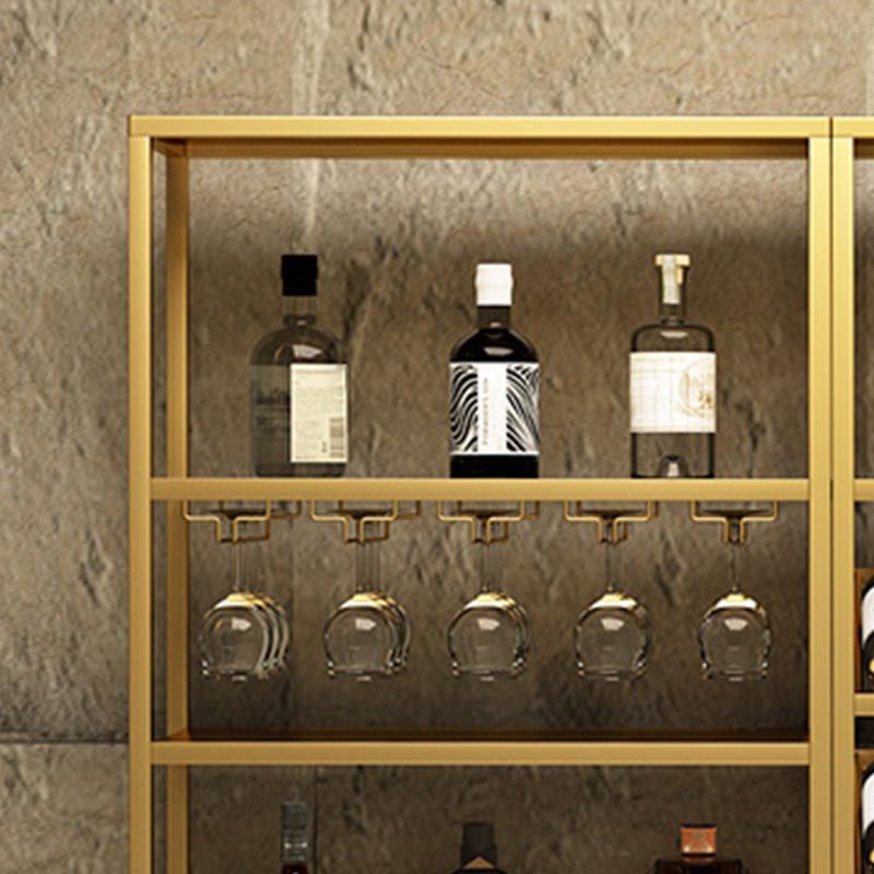 Metal Floor Wine Bottle & Glass Rack Modern Wine Holder Rack with Shelf